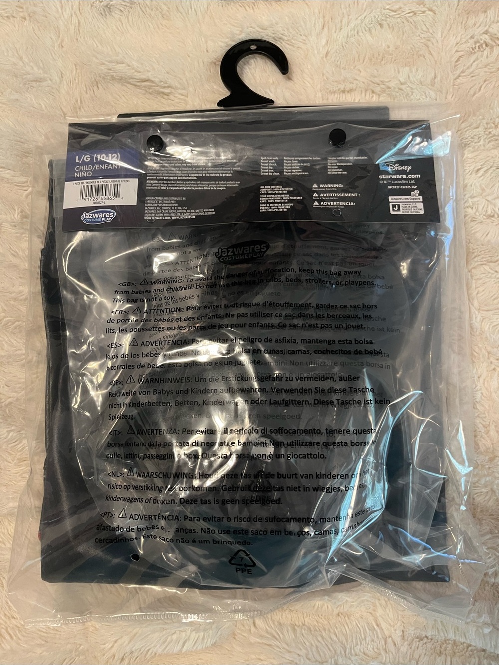 NWT Disney Jazwares Star Wars Darth Vader Costume with Mask Boys Large (10-12) - Picture 3 of 3